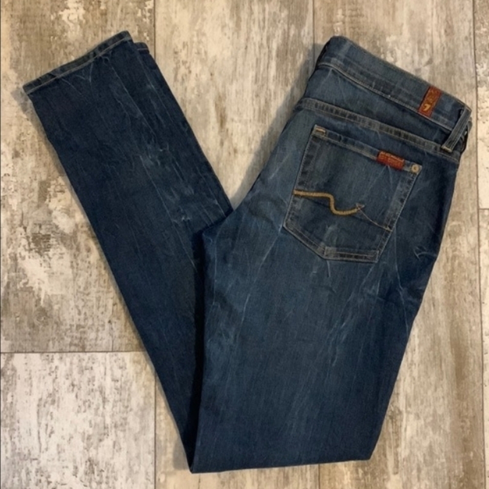 7 For All Mankind Roxanne Dark Blue Straight Leg Jeans